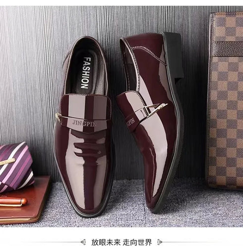 Men's Lacquer Leather Business Shoes Slip-On Korean Edition British Style